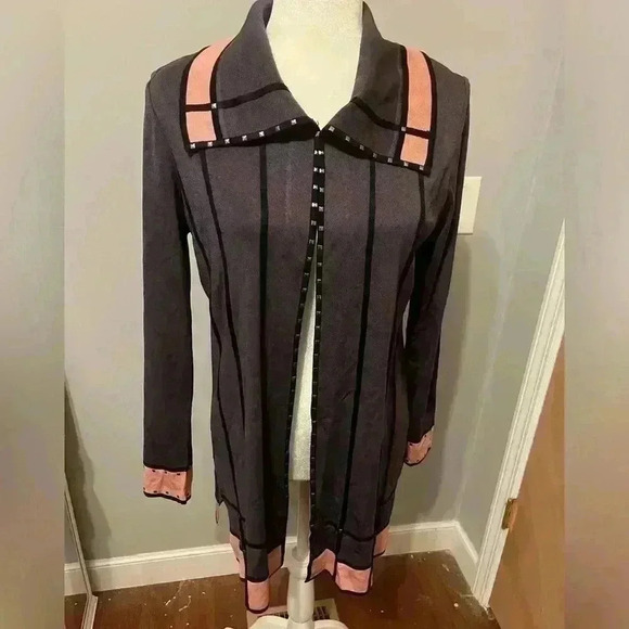 Ming Wang Long Sleeve Tunic Cardigan w/ jewels Size Small - Picture 1 of 8
